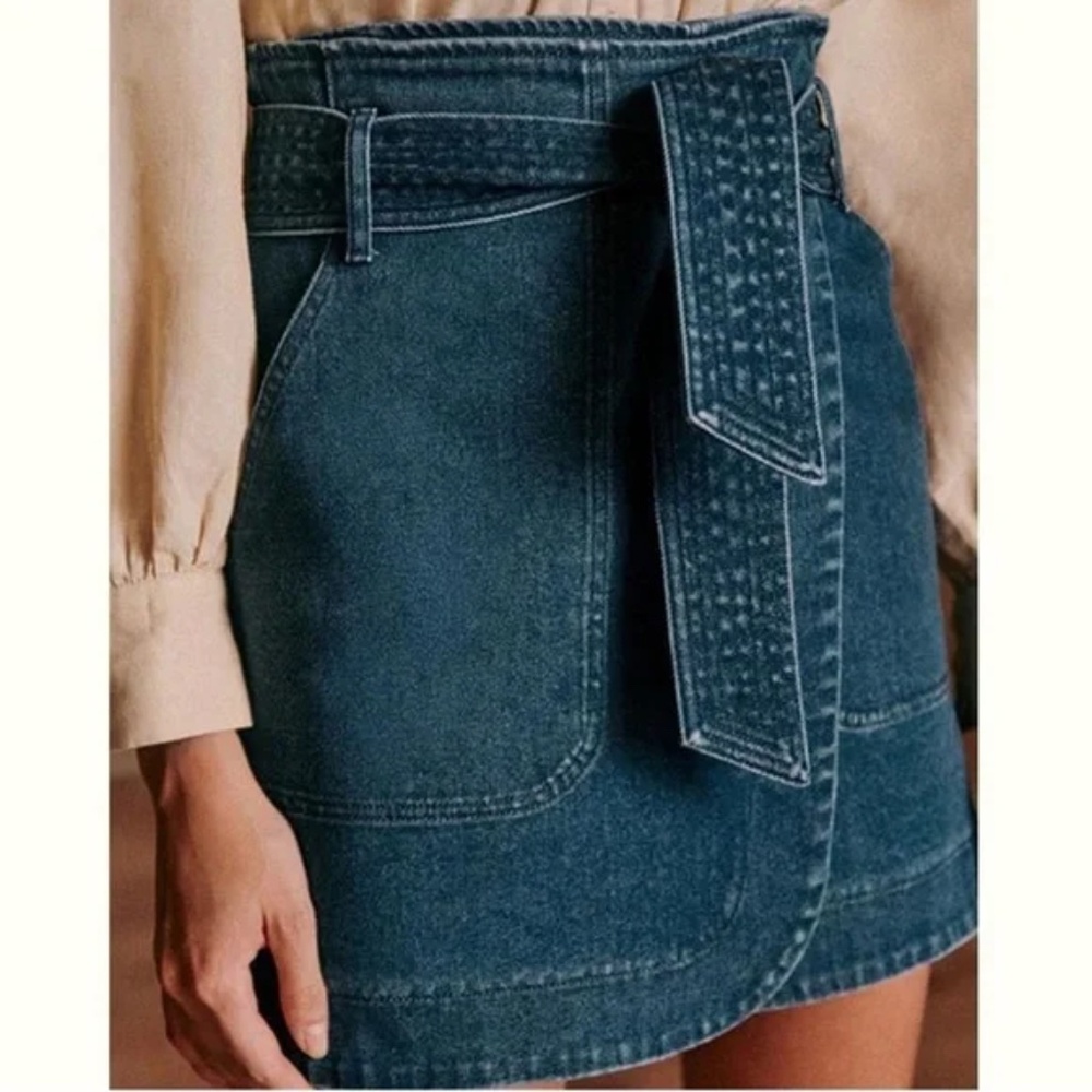 Sezane Leandra Denim Skirt Size 36 US 4 - Picture 1 of 12
